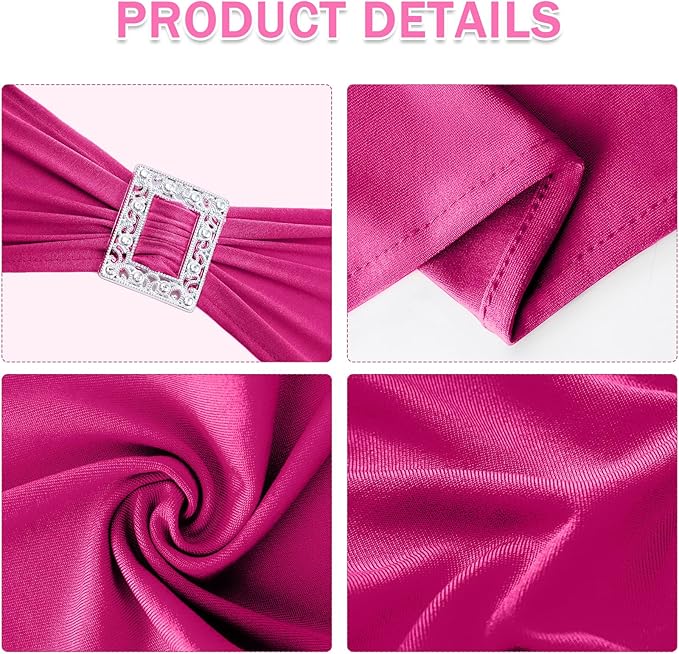 Joccun 30 PCS Spandex Chair Sashes Bows Stretch Chair Cover Band with Buckle Slider Universal Elastic Chair Ties for Wedding Banquet Party Event Decoration (Fuchsia)