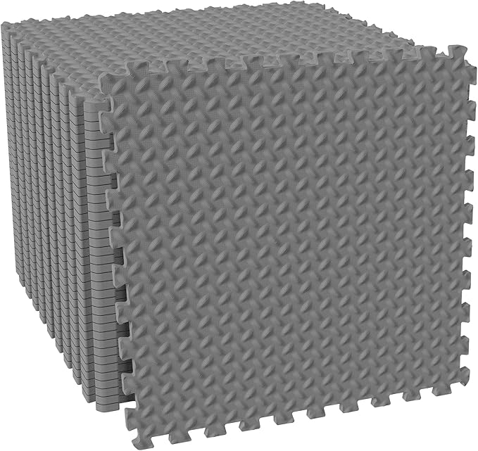 Fitvids Puzzle Exercise Gym Flooring Mat, 1/2" Thick High-Density EVA Interlocking Tiles Workout Mat for Home Gym, Fitness Equipment, MMA, Gymnastics, 36-Piece Shock-Absorbing Exercise Mat (144 Sq Ft)