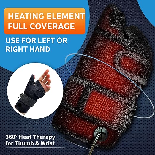 sticro Thumb & Wrist Heating Pad for Hand Arthritis, Heated Wrist Wrap Brace for Sprains Thumb, Tendonitis Pain Relief for Left/Right Hand (S)