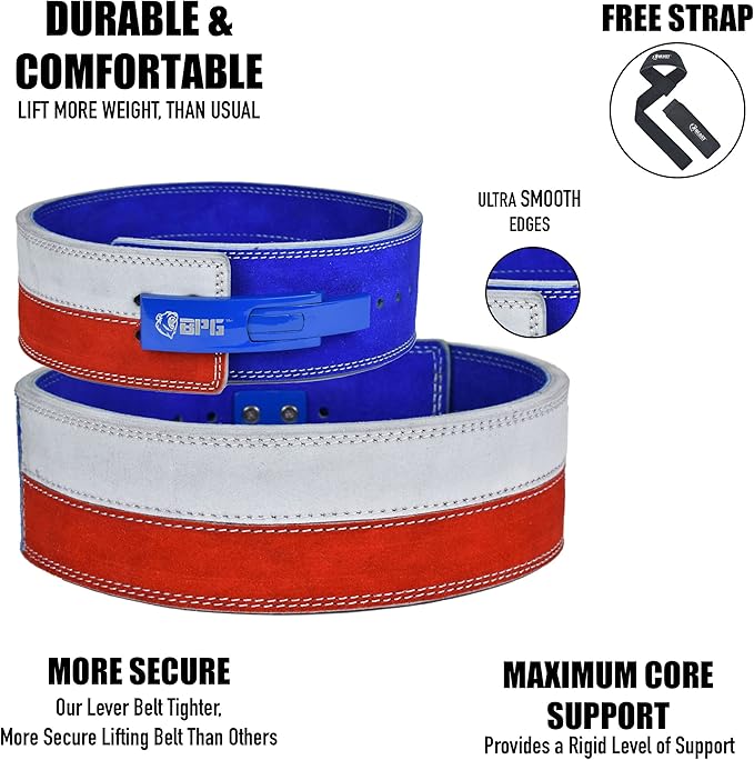 Beast Power Gear Weight Lifting Belt Lever Buckle 10MM 13MM Thick & 4 Inches Free Strap Weightlifting, Powerlifting, Deadlifts, Squats Men Women