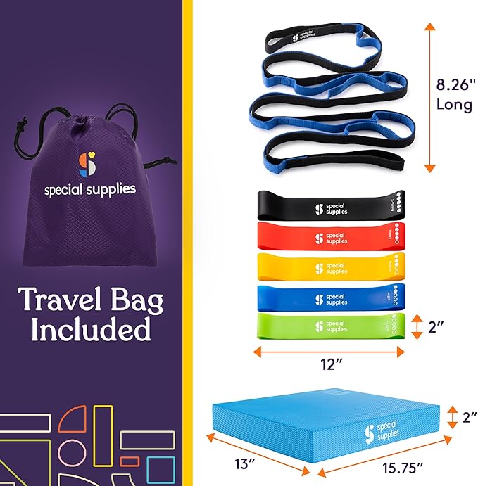 SPECIAL SUPPLIES Balance Board and Yoga Strap Set with Exercise Bands for Stretching, Stability Training, Fitness, Flexibility, Physical Therapy, Home Workout Equipment, Strength Training, and Pilates