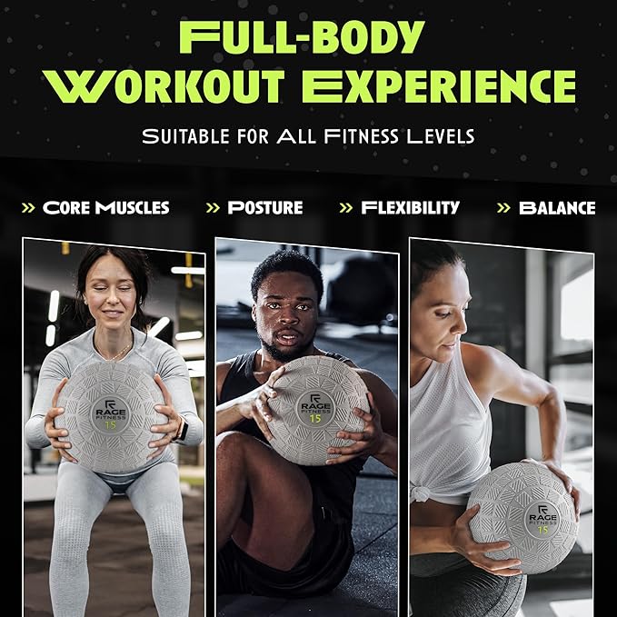 Rage Fitness Slam Ball,10, 15, 20lb Medicine Balls, Tread Texture For Firm Grip, Full Body Workout Dynamic Weighted Balls for Exercise, Smash Balls for Strength, Conditioning, Cardio and Core Workouts