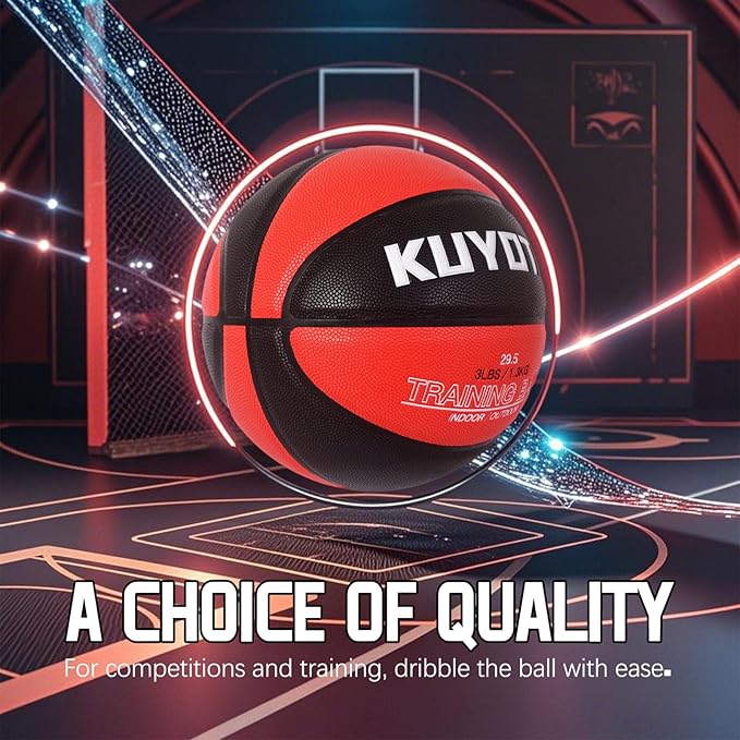 KUYOTQ 3LBS/3.3LBS/2.2LBS Weighted Heavy Training Basketball 29.5/28.5" in and Outdoor Improving Handling Dribbling Passing Rebounding Skill Composite Size 7/6 Weighted Training Basketball Equipment