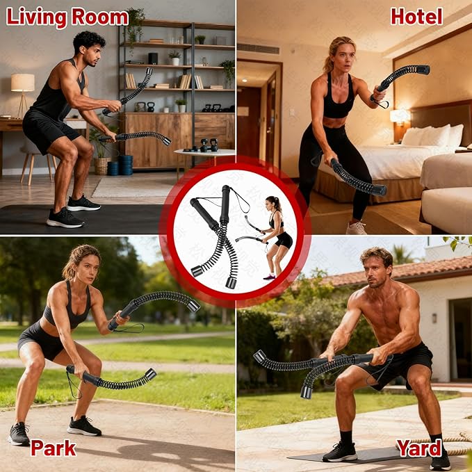 Cordless Battle Ropes (2-Pack) Portable Workout Ropes for HIIT Workouts,Cardio & Muscle Training,Low-Impact Cardio Training,Home Gym Equipment for Men & Women(1.9LB x 2) (1.8LB*2)