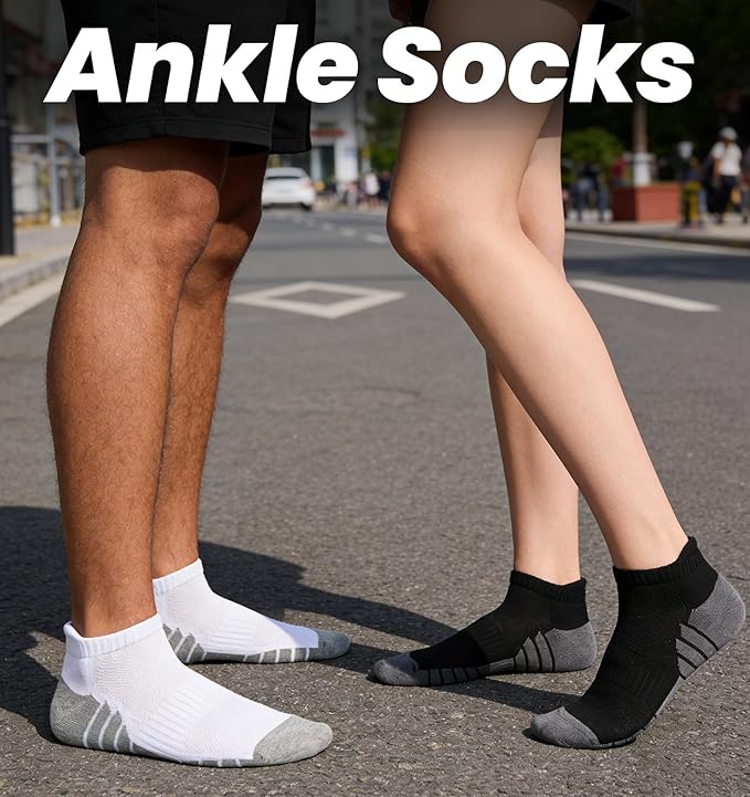 Ankle Socks for Men, Bamboo Rayon Socks with Arch Support for Running Athletic Cushioned Moisture Wicking Hiking Gym