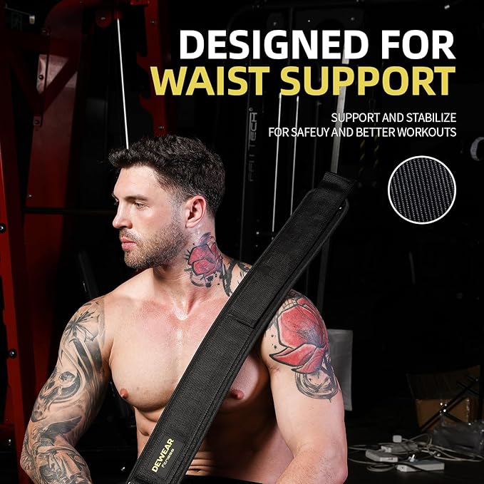 Durable Weight Lifting Belt, 4'' Wide Gym Belt for Bodybuilding, Powerlifting, Squats, Deadlift - Provides Lumbar Support & Stability for Men & Women