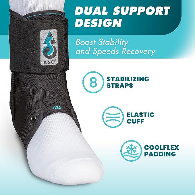 Med Spec ASO Ankle Stabilizer - Lace Up Ankle Brace for Sprained Ankle and Peroneal Tendonitis, Orthopedic Ankle Support for Men, Women, Adults, Teens and Kids, Sports Injury Recovery