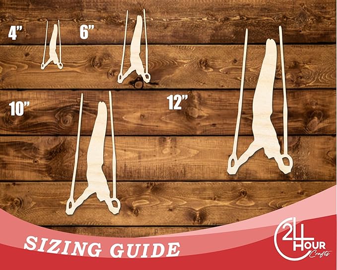 Unfinished Wood Gymnastics Rings Shape | DIY Craft Cutout | up to 46" DIY 6" / 1/4"
