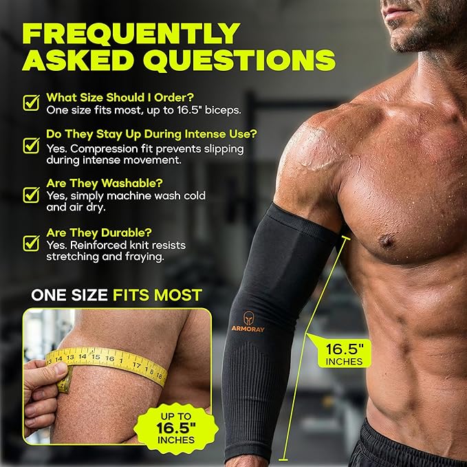 ARMORAY Arm Sleeves for Men and Women - UV Sun Protection Cooling Compression - Tattoo Cover Up Sleeve for Daily Wear & Work