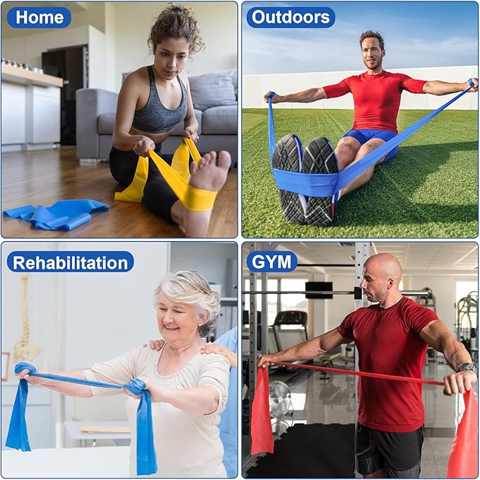 Resistance Exercise Band Kit - Strength Training & Conditioning - Pilates - Resistance Bands for Mobility Strength & Rehab Premium Quality, 3Pack