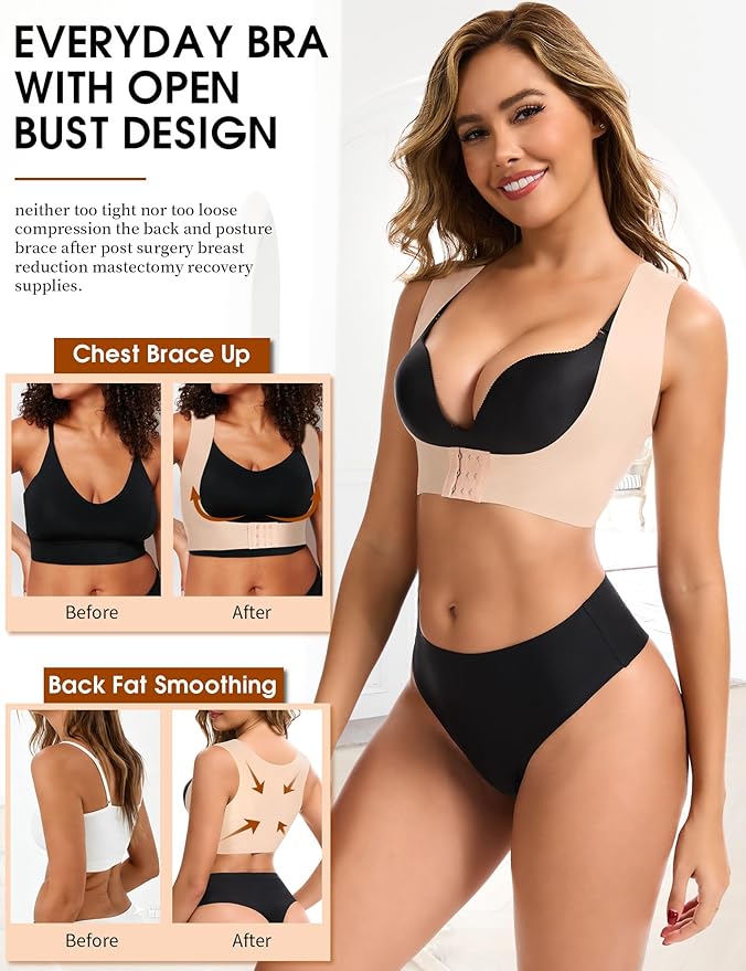 MISS MOLY Posture Corrector For Women Open Bust Chest Brace Push Up Back Support Front Closure Bra Tank Top Shapewear