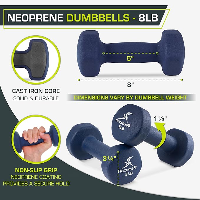 ProsourceFit Neoprene Dumbbell Coated for Non-Slip Grip