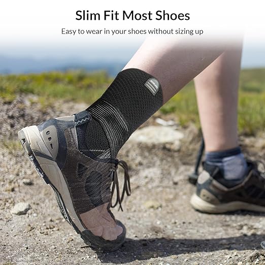 ZOELION Ankle Brace Compression Support with Removable Fishnet Strap, 3D Knit Plantar Fasciitis Relief Achilles Tendonitis Brace, Ankle Compression Sleeve for Pain Relief & Injury Healing, Black/3XL
