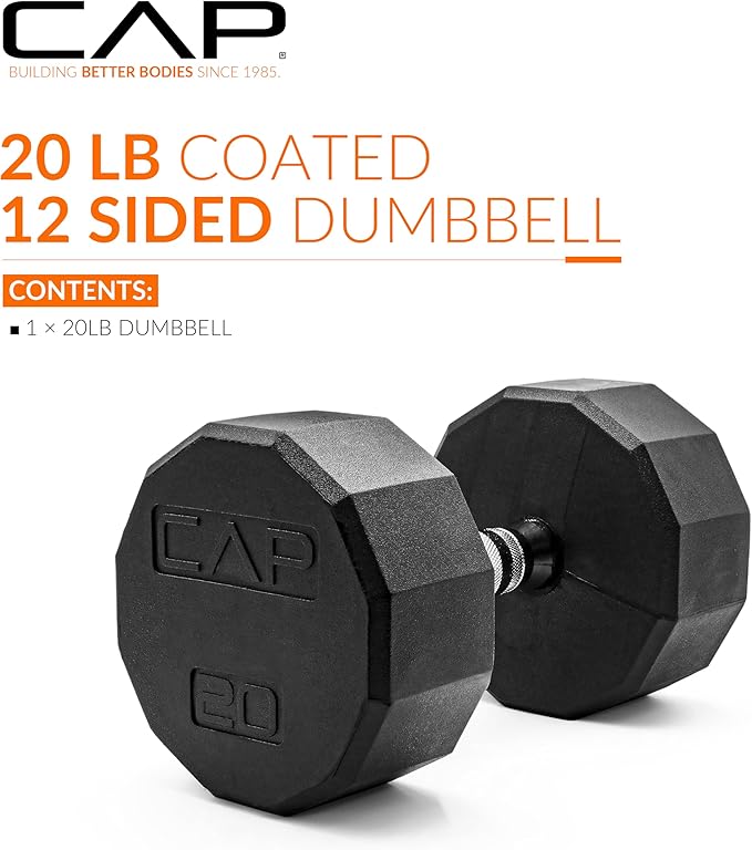 CAP Barbell Coated Hex Dumbbell Weight - Single | 10-120 lbs | Multiple Options