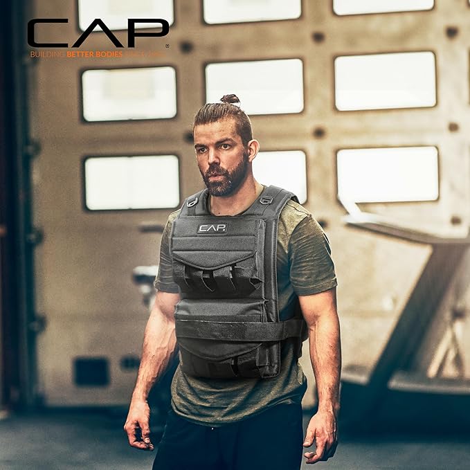 CAP Barbell Adjustable Weighted Vest | 20-150 lbs | Heavy-Duty Workout Vest with Removable Iron Weights for Strength Training, Cardio, Running, and Calisthenics