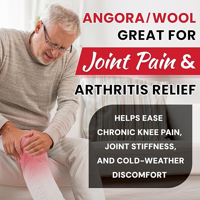 MAXAR Angora/Wool Knee Sleeve for Men & Women - Soft, Warm Support to Improve Circulation and Alleviate Arthritis Joint Pain - Lightweight Knee Warmer (Large, 1 pc)