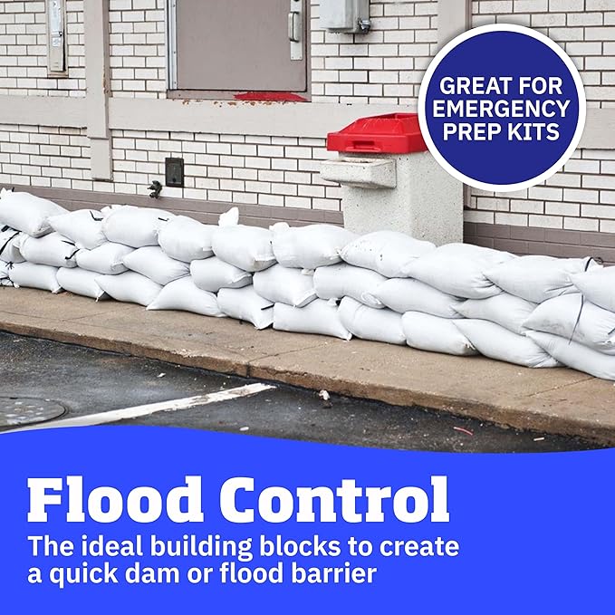 DURASACK Heavy Duty Sand Bags with Tie Strings Empty Woven Polypropylene Sandbags for Flood Control with 1600 Hours of UV Protection, 50 lbs Capacity, 14x26 inches, White, 18000 Count