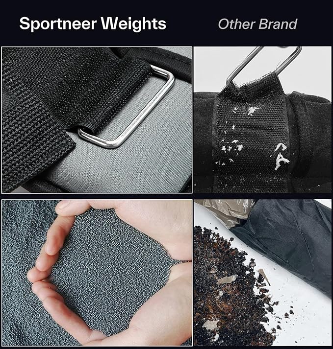 Sportneer Adjustable Ankle Weights Set - 1 Pair (2-10 lbs) Removable Sandbags for Women & Men, Comfortable Neoprene Leg Weights for Walking, Running, Pilates, Yoga, Home Workout & Physical Therapy