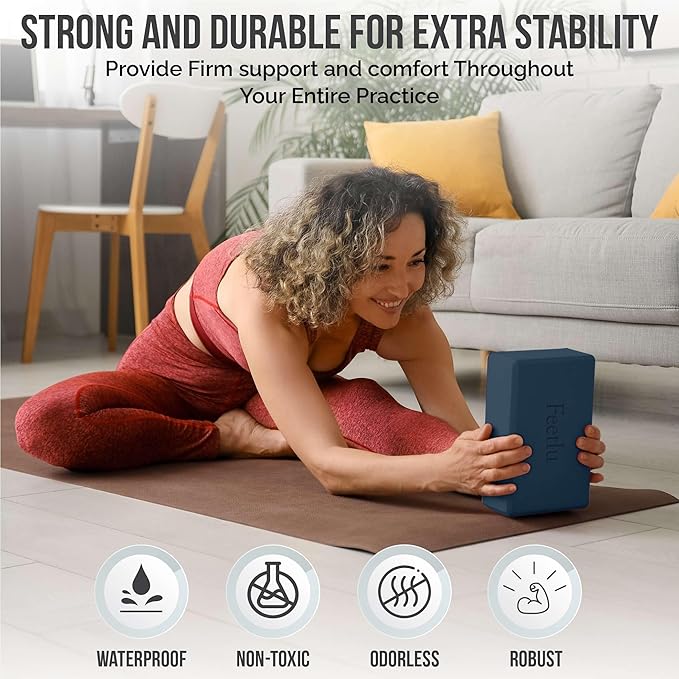 Yoga Blocks 2-Pack – High-Density EVA Foam, 9"x6"x4", Non-Slip & Odorless, Lightweight (0.77 lbs), for Yoga, Pilates, Meditation, Balance & Flexibility