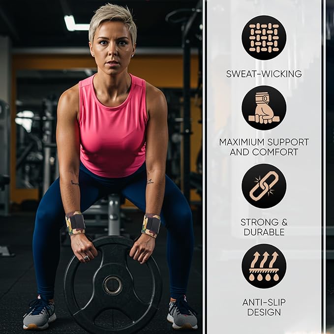 Weight Lifting Wrist Wraps – 18” Cotton Wrist Support with Thumb Loop – Gym Straps for Workout Powerlifting Weightlifting Fitness Strength Training, Stiff Wrist Straps