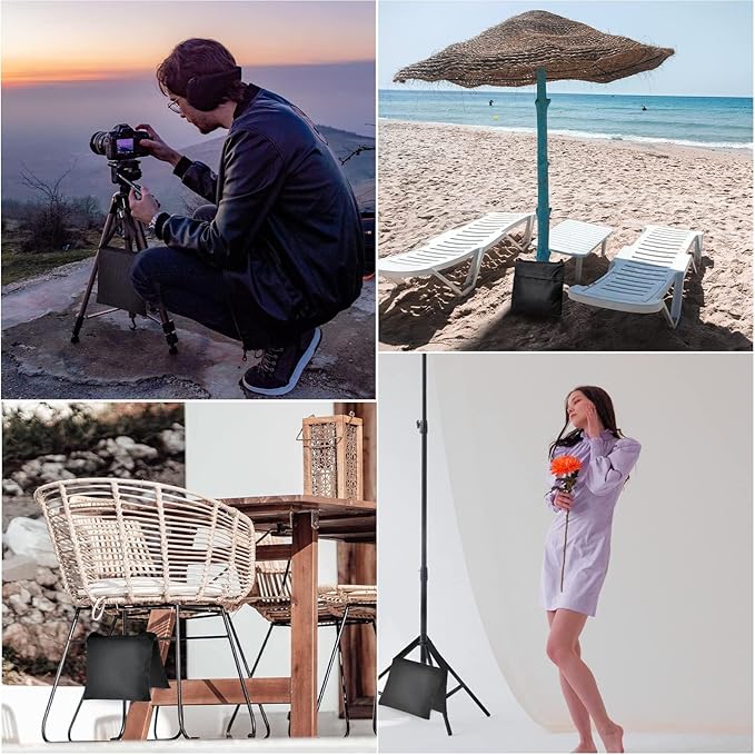 EMART Heavy Duty Sandbag Photo Studio Weight Bag Saddlebag Design for Photography Light Stand Tripod, Outdoor Patio, Sports, Pop up Tent, Umbrella Base, Camping, Fishing Chair -8 Packs Set(Black)