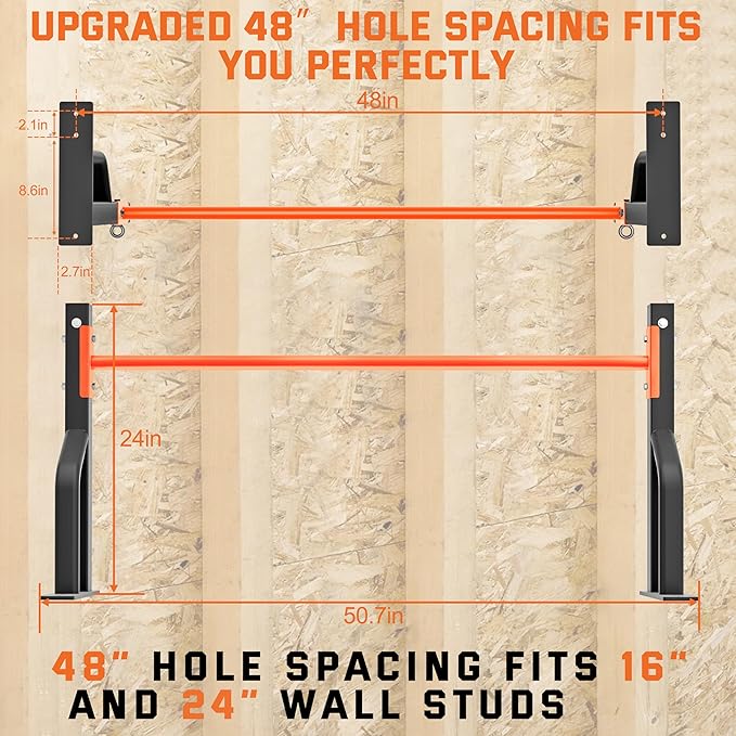 2025 Upgrade Pull Up Bar Wall Mounted - 600 lbs Heavy Duty Strength Training Pull-Up Bars, Ideal Rogue Pull Up Bar for Home and Commercial Gym, Easy Installation Chin Up Bar, Versatile Garage Pullup Bar