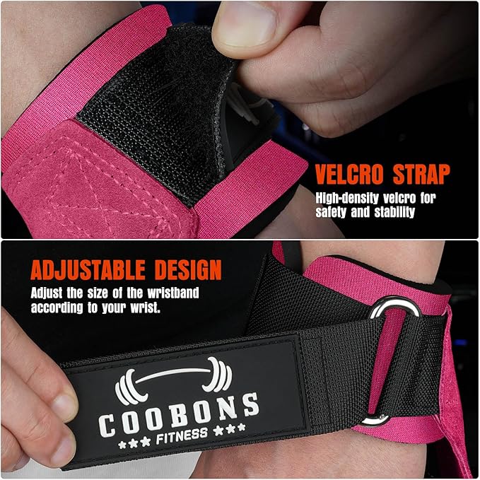 Weight Lifting Wrist Straps, Gym Straps Weight Lifting for Deadlift and Powerlifting, Double Layer Leather Wrist Wraps with Padded Cushion Wrist Loop, Weightlifting Grips for Men and Women