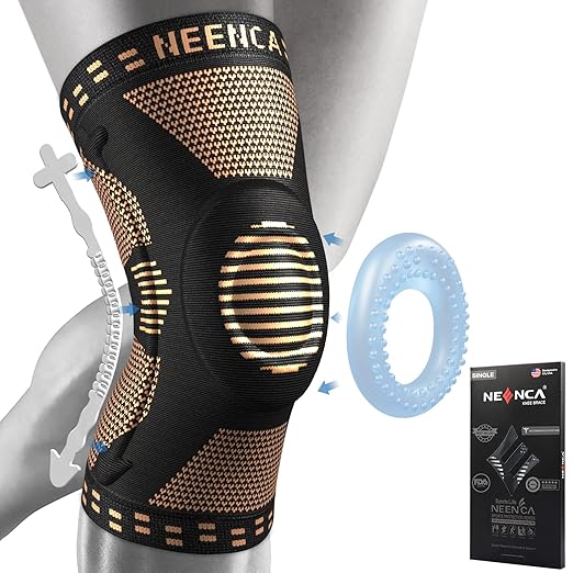 NEENCA Copper Knee Brace for Knee Pain, Professional Knee Support with Patella Pad & Side Stabilizers, Plus Size Compression Sleeve for Sport, Workout, Arthritis, ACL, Joint Pain Relief, Meniscus Tear