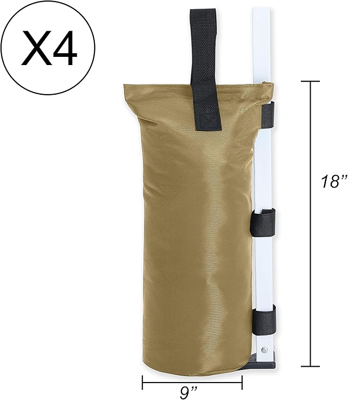 ABCCANOPY Canopy Weights Set of 4-120LBS Sand Bags for Pop up Tent, Weight Bags for Outdoor Gazebo, Trampoline, Pergola, Beige (Without Sand)