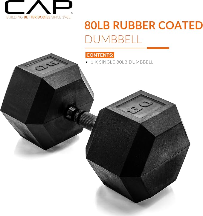CAP Barbell Coated Hex Dumbbell Weight - Single | 10-120 lbs | Multiple Options