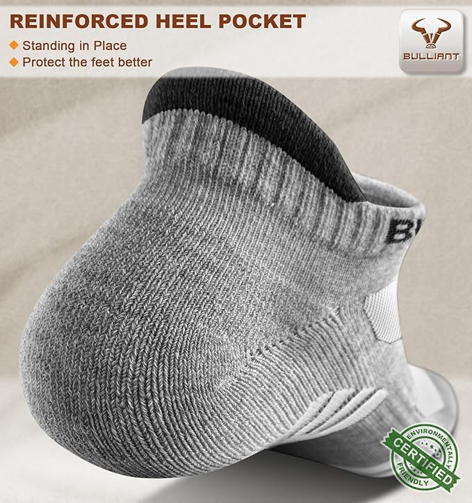 BULLIANT Men Running Socks,Active Ankle Socks No Show For Men With Cushioned Footbed Arch Support Breathable Wicking