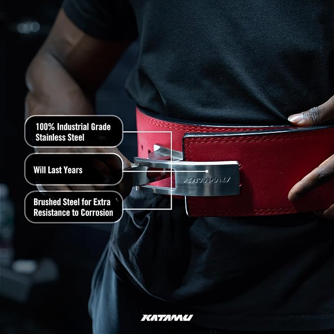 Katamu Premium 13mm Leather Weightlifting Belt - For Powerlifting, Weightlifting and Squat Lifting - Katamu Lever Belts