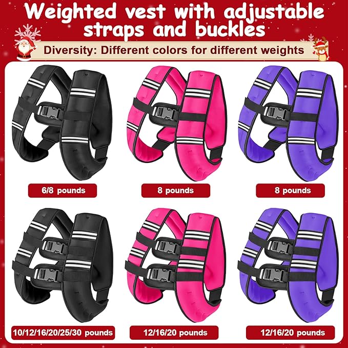 Weighted Vest Woman Men,8lb/10lb/12lb/16lb/20Lb Weight Vest w/Reflective Stripe， Bust Adjustable Running Vest for Workout Strength Training Walking