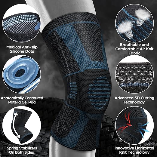 NEENCA Professional Knee Brace for Pain Relief, Medical Knee Compression Sleeve, Knee Support with Horizontal Knit Tech for Meniscus Tear, ACL, Arthritis, Joint Pain, Runner, Workout
