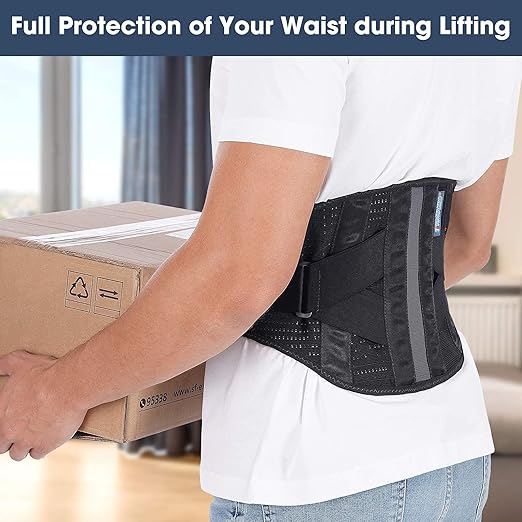 Timtakbo Back Brace Support Belt for Men Women, Back Support Brace for Lower Back Pain Relief with Lumbar Pad for Lifting at Work, Scoliosis Pain Relief Brace (Black,L/XL Fits 29.5”-37.5”Belly Waist)