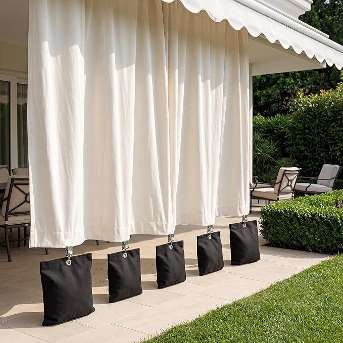 16 Pack Outdoor Curtain Weights, 15oz Curtain Weights Bags, Drapery Bottom Windproof Weighted Sandbag Bags with Sealed Bags & Clips for Outdoor, Patio Curtains Gazebo Tablecloths