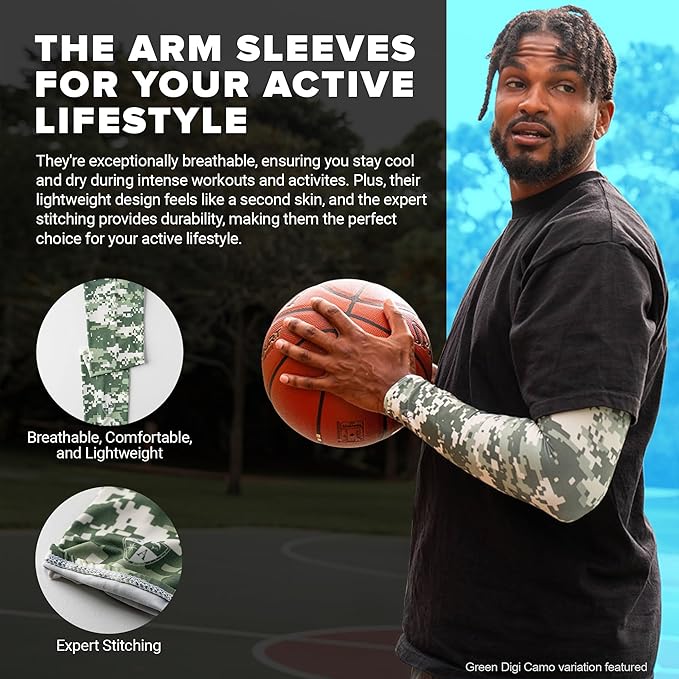 S A Compression Arm Sleeve UV 30+ Sun Protection, Moisture Wicking, 4-Way Stretch