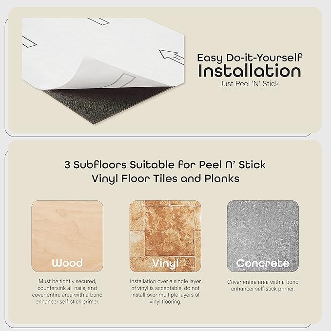 Vinyl Peel and Stick Floor Tile, Self-Adhesive Wood Plank, 60-Pack (90 Square Feet) - 6 Inch Width, 36 Inch Length, 1.2mm - White Oak - Easy DIY Nexus Planks for Any Room by Achim Home Decor