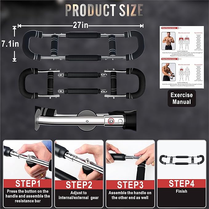 Twister Arm Trainer, Adjustable Resistance Chest Workout Equipment for Men Women, Forearm Biceps Tricep Chest Thigh Exerciser, Portable Spring Home Workout Bar
