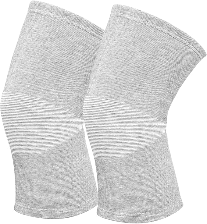 Bamboo Charcoal Knee Sleeve - Bamboo Knee Brace Bamboo Compression Knee Sleeve -Elastic Warm Knee Brace Bmboo Knee Sleeve for Arthritis (Gray, Large)