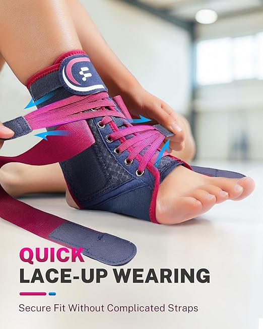 Ankle Brace for Women Men with Quick Lace Up, Adjustable Figure 8 Compression Support for Achilles Tendonitis, Ankle Sprain & Swelling Relief for Volleyball, Running & Daily Wear, L
