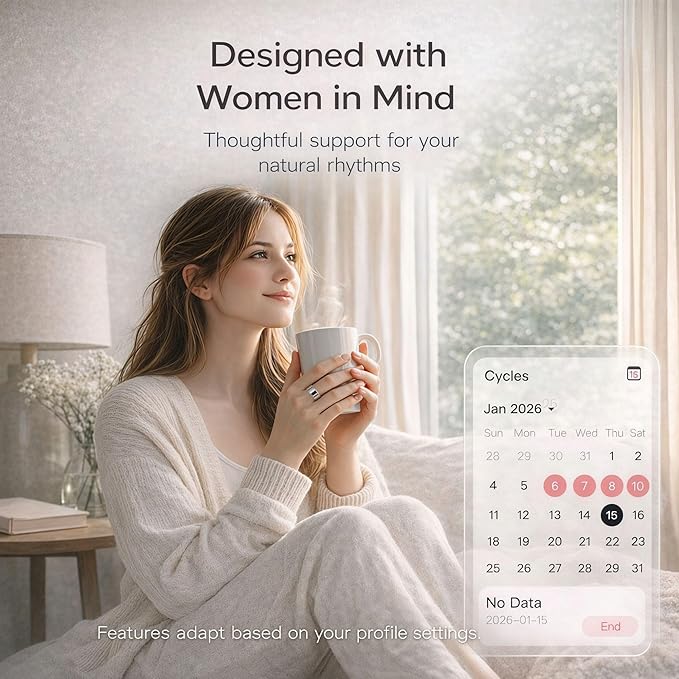 Smart Ring Health & Fitness Tracker for Men & Women – Sleep, Heart Rate & SpO₂ Monitoring, Stress & Activity Tracking, Women’s Health Support, 180+ Sports Modes, IP68 Waterproof, No Subscription Fee