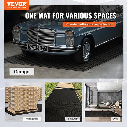VEVOR Diamond-Plate Rubber Flooring Roll, 3 mm x 4 ft x 6 ft Garage Floor Mat, SBR Rubber Garage Flooring Roll, Easy to Clean, Diamond Plate Rubber Mat for Under Cars, Garage Industry Gym, Black