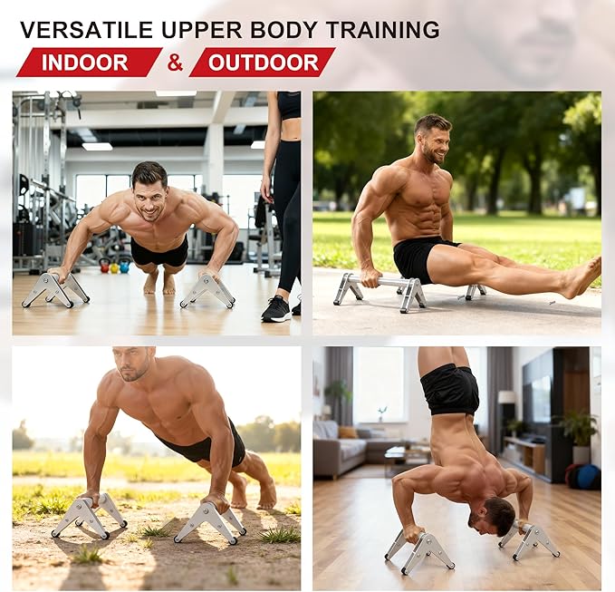 Push Up Bar - Heavy-Duty Stainless Steel Pushup Stands with Non-Slip Base, 500LB Capacity, Portable Home Gym Equipment for Strength Training & Floor Workouts