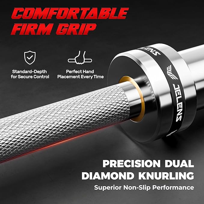 7FT Bar Olympic Barbell, 1000lb Capacity Weight Bar for Strength Training, 2 Inch Strength Training Bar With Knurled Grip for Squats, Deadlifts, Presses, Rows, Curls