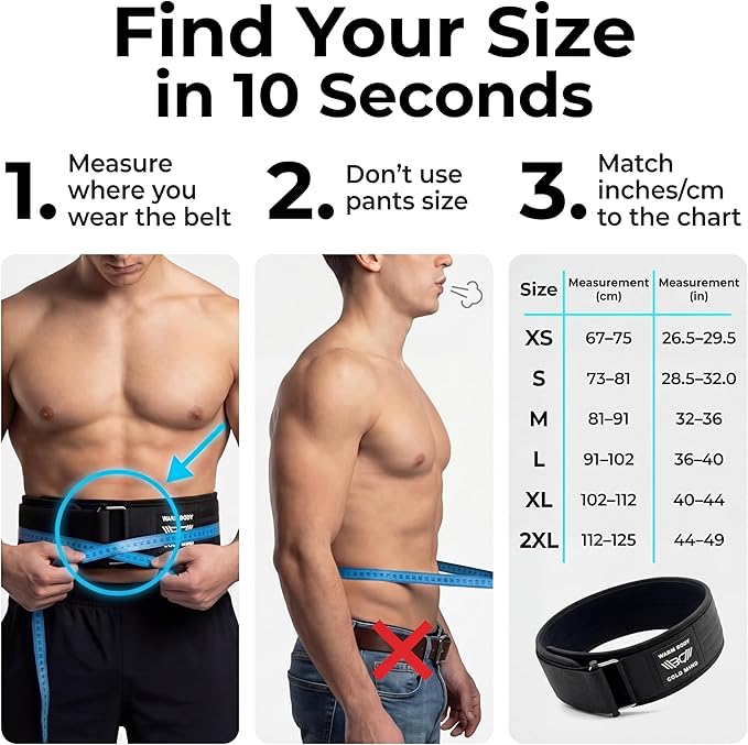 WARM BODY COLD MIND 4" Weight Lifting Belt 2.0 - Perfect for Olympic Weightlifting, Squats, Deadlift, Powerlifting - Gym Back Support for Men and Women