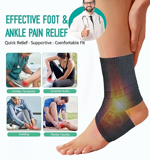 HiRui Ankle Support Brace for Men & Women, Adjustable Compression Strap for Sprains, Plantar Fasciitis, Achilles Tendonitis, Running, Workout, Sports – Fits Left & Right Foot (1, Black, Large)