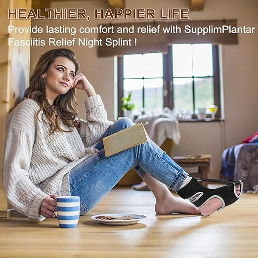 Plantar Fasciitis Night Splint - Upgraded Plantar Fasciitis Relief Braces For Women Men Day Night - Ankle Brace Arch Support Achilles Tendonitis Relief Foot Drop Heel Pain Relief - Breathable