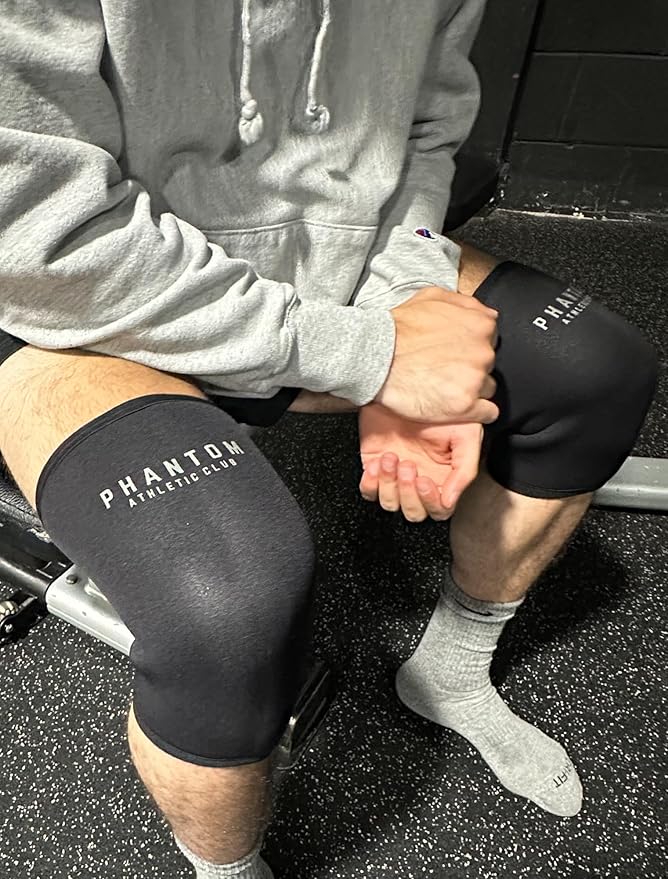 7mm Compression Knee Sleeves for Weightlifting Support, Powerlifting Strength, Heavy Squats, Cross Training, Gym Fitness, Sports – Strong Thick Neoprene Knee Braces for Men & Women (2 Pack, Large)