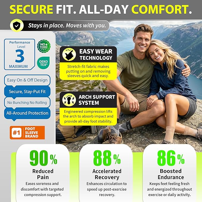 Compression Socks for Plantar Fasciitis, Achilles Tendonitis, Arthritis Relief, Ankle Brace Compression Sleeve with Foot Arch Support, Ankle Wrap for Women, Men, Swelling & Heel Pain Black L-XL